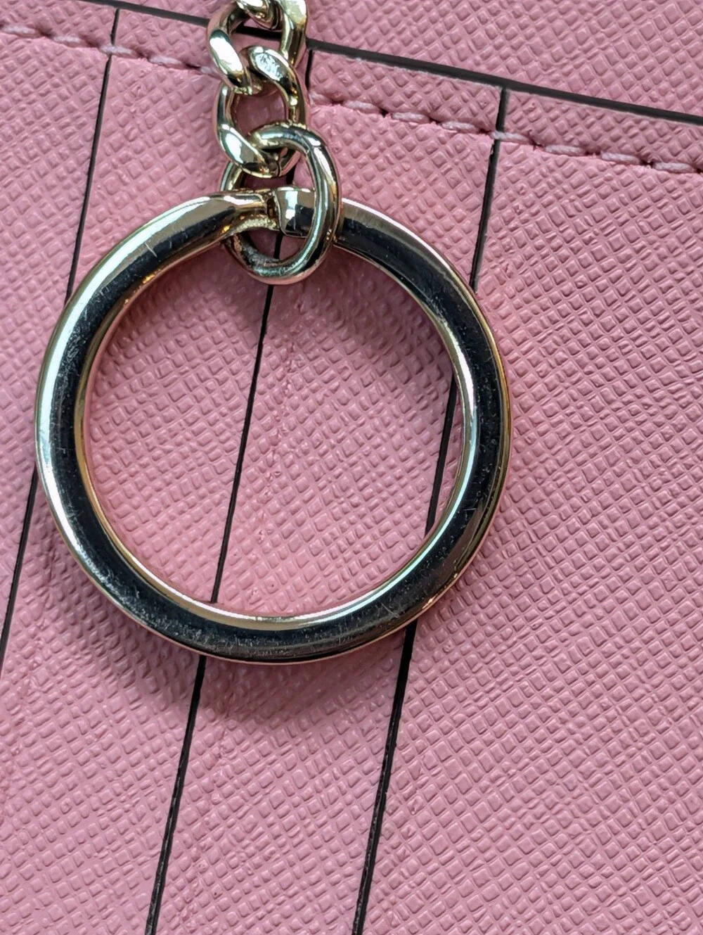 Kate Spade Pink Leather Zip Card Case Keyring Wallet EUC